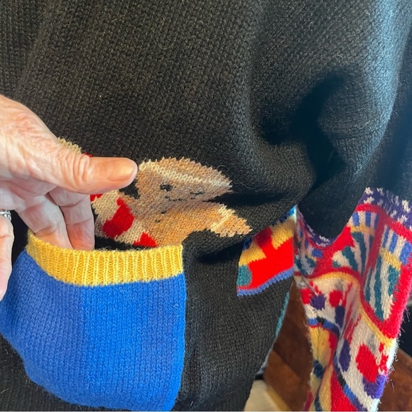 Vintage The Eagles Eye Shetland Wool Christmas Cardigan Novelty Pocket Medium - Picture 8 of 11